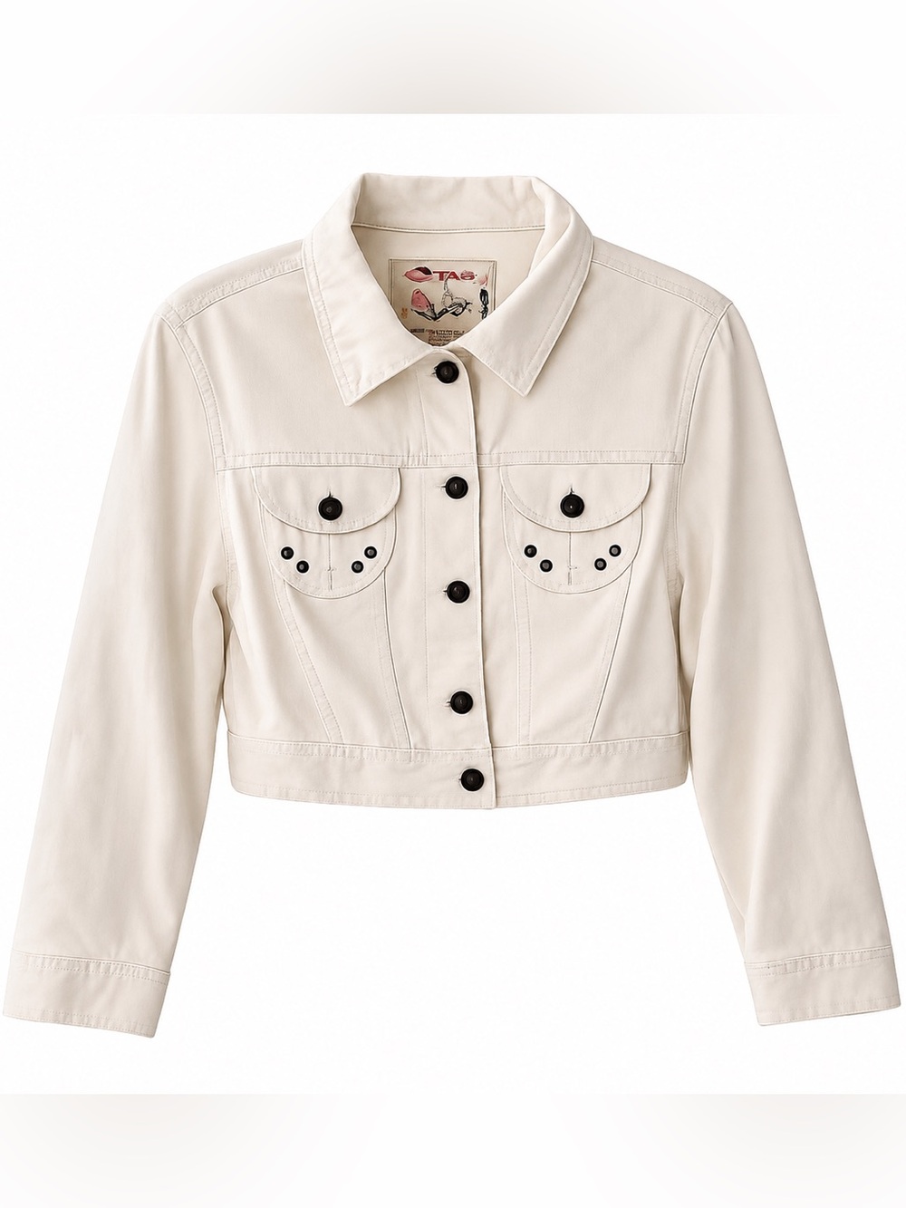 Vintage Star Jeans Off White Cropped Denim Jacket Studded Y2K XL